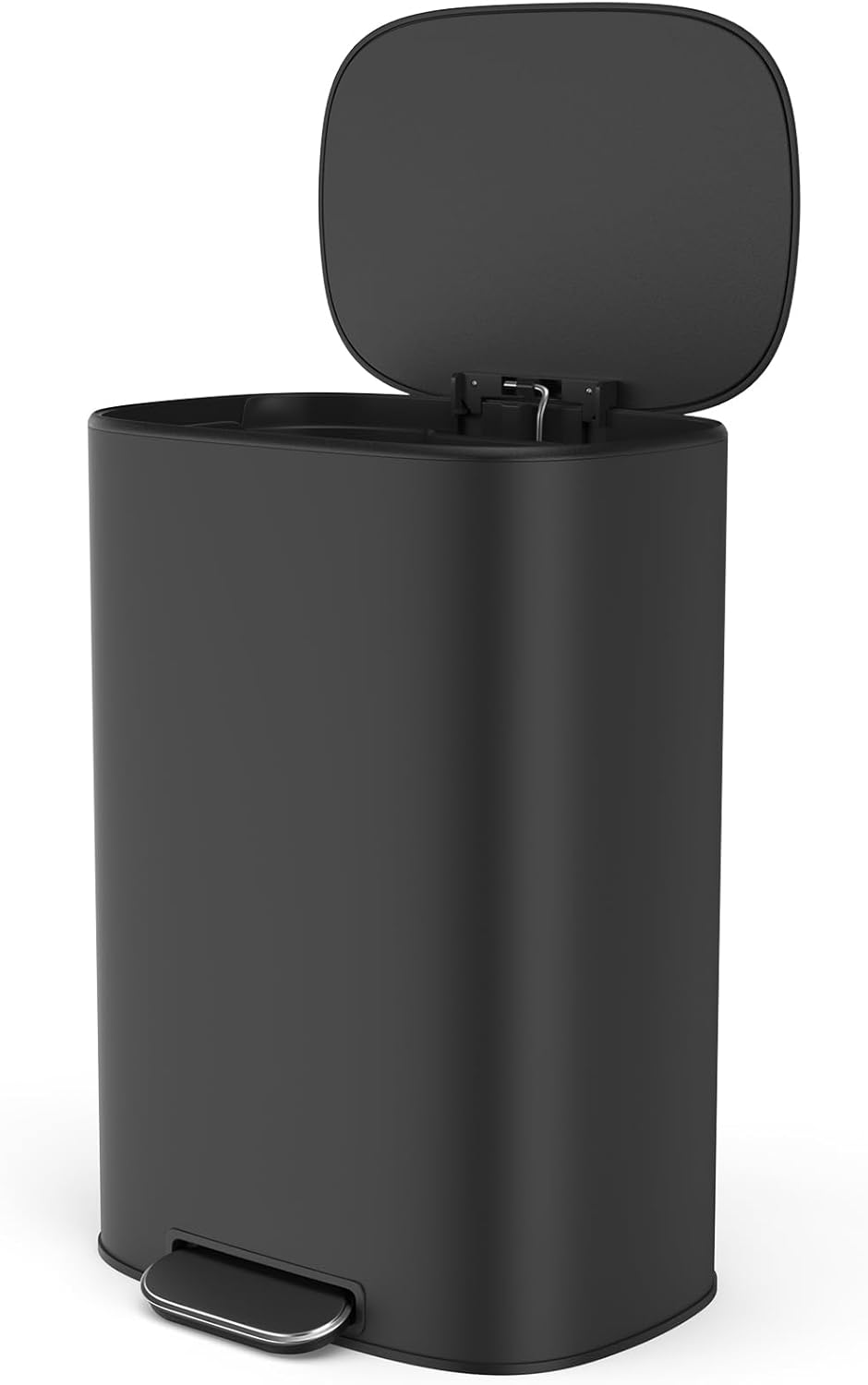 Dolonm 13 Gallon Stainless Steel Foot Pedal Large Trash Can with Soft Close Quiet Lid, Oval Shape, 12.2