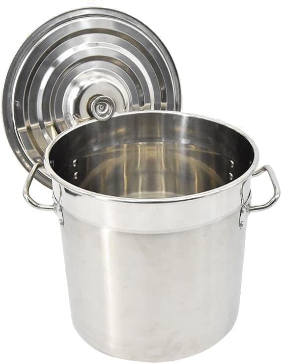 Heavy Commercial Stainless Steel Duty Outdoor Large Stockpot with Strainer Basket and Lid Cooking Crawfish Seafood Boil Pot(50 Litres)