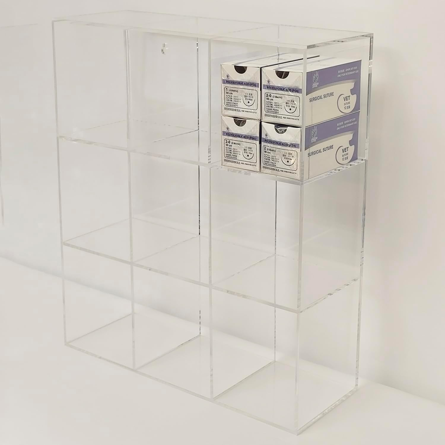 CiaoHER Clear Acrylic Medical Suture Rack, Surgical Thread Organizer (Tripple Layers, 9 Slots)