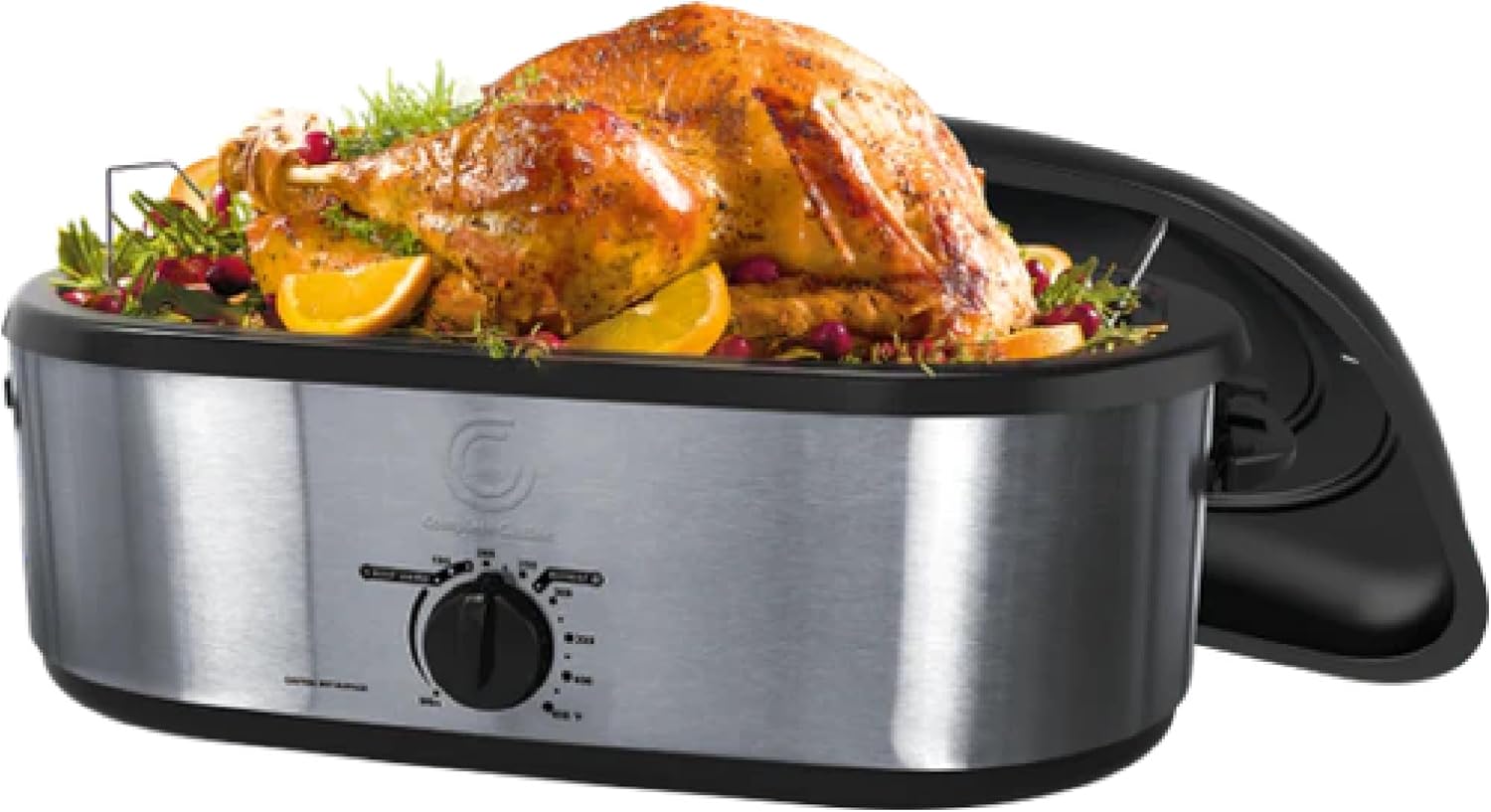 CC-R-1000-16QT 16-Quart Oval Roaster Oven with Self-Basting Lid, Stainless-Steel Electric Oven Roaster