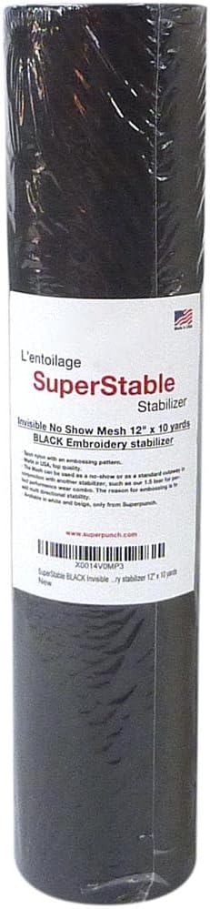 Superpunch Invisible No-Show Mesh Stabilizer, 1.5 oz Cutaway for Embroidery Machines-14.5inch x 100Yard Roll, SuperStable Lightweight Cut Away Machine Stabilizers Backing, Made in USA (White)