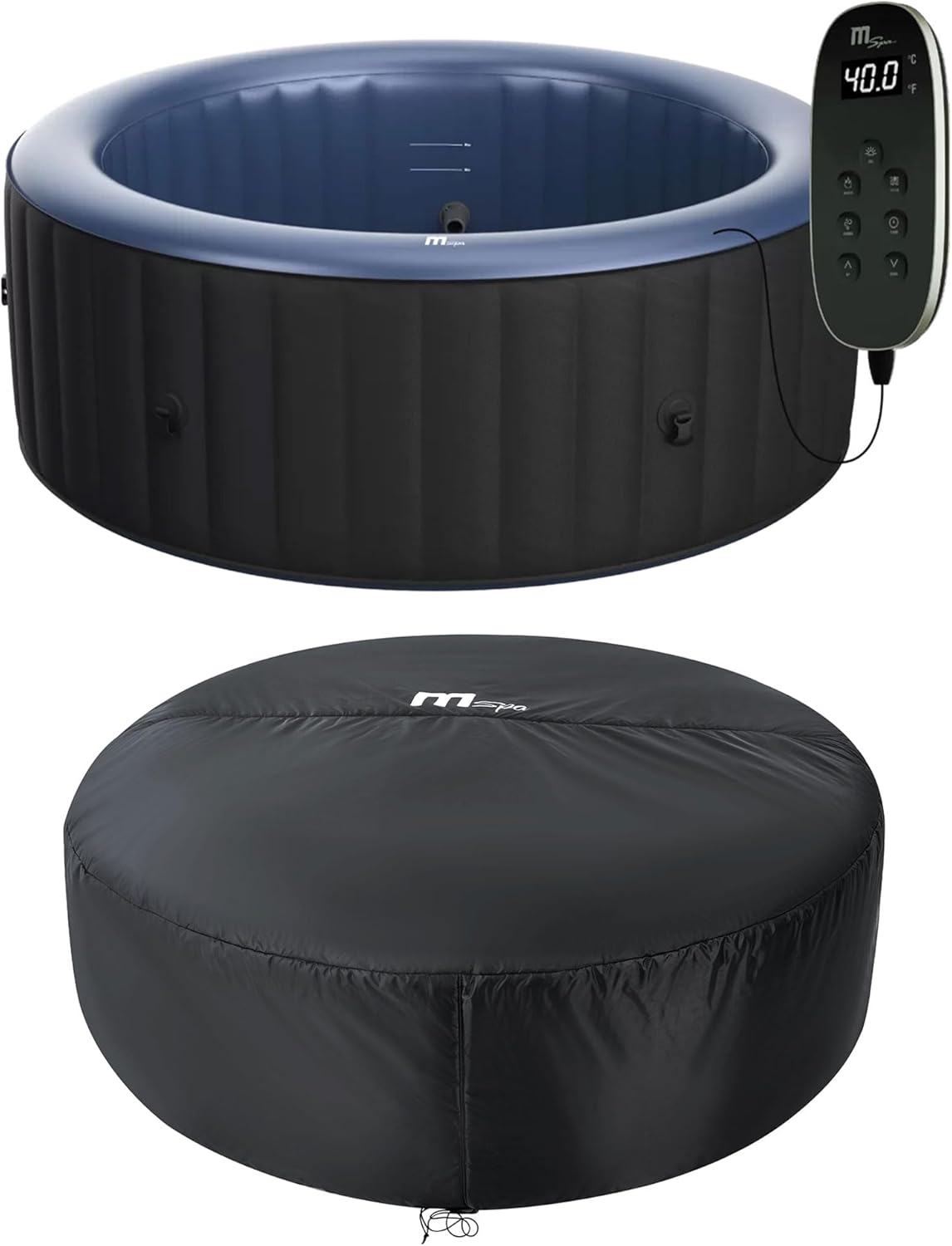 M Spa Round Inflatable Bubble Massage Spa, 4 to 6 Person Outdoor Hot Tub, Bergen