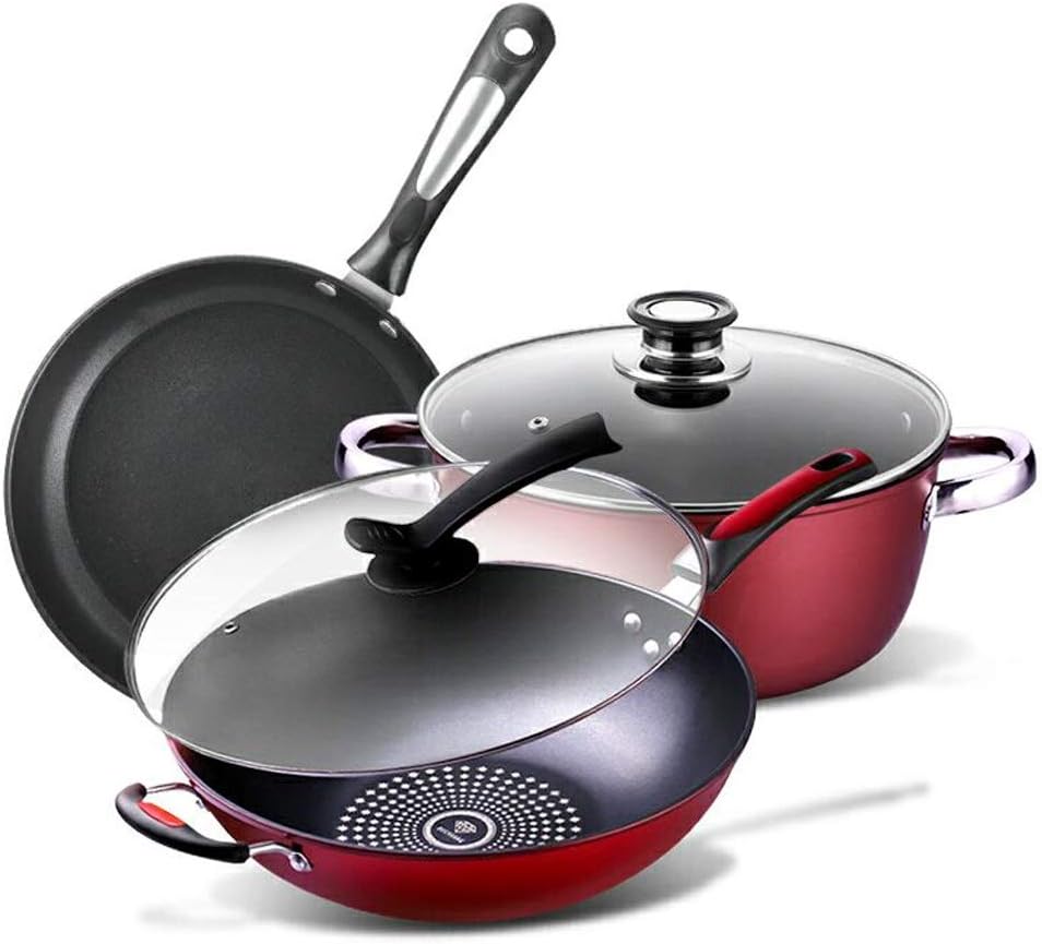 Cookware Set Soup Pot Frying Pan Milk Pot Stew Pot Saucepan Induction Cooker Cooking Pot Set Non-Stick Pan Hotpot Casserole Wok