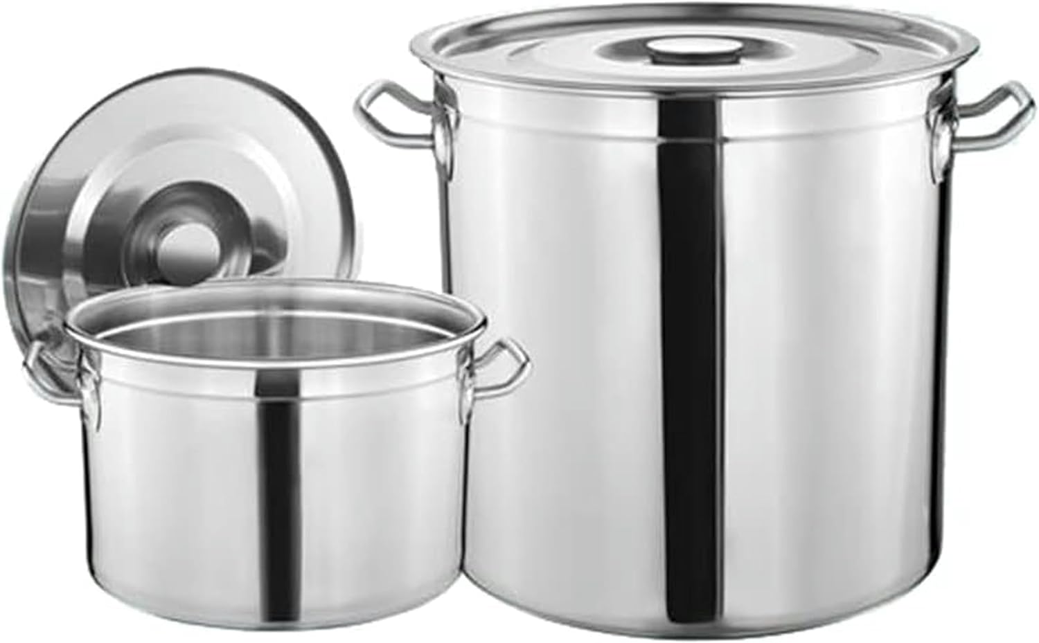 Large Stainless Steel Soup Pot Outdoor Deep Turkey Fryer Pot 27QT/45QT/63QT Food Steamer Stockpot with Basket and Lid for Crab Seafood Boil,50L/45QT(30L/27QT)