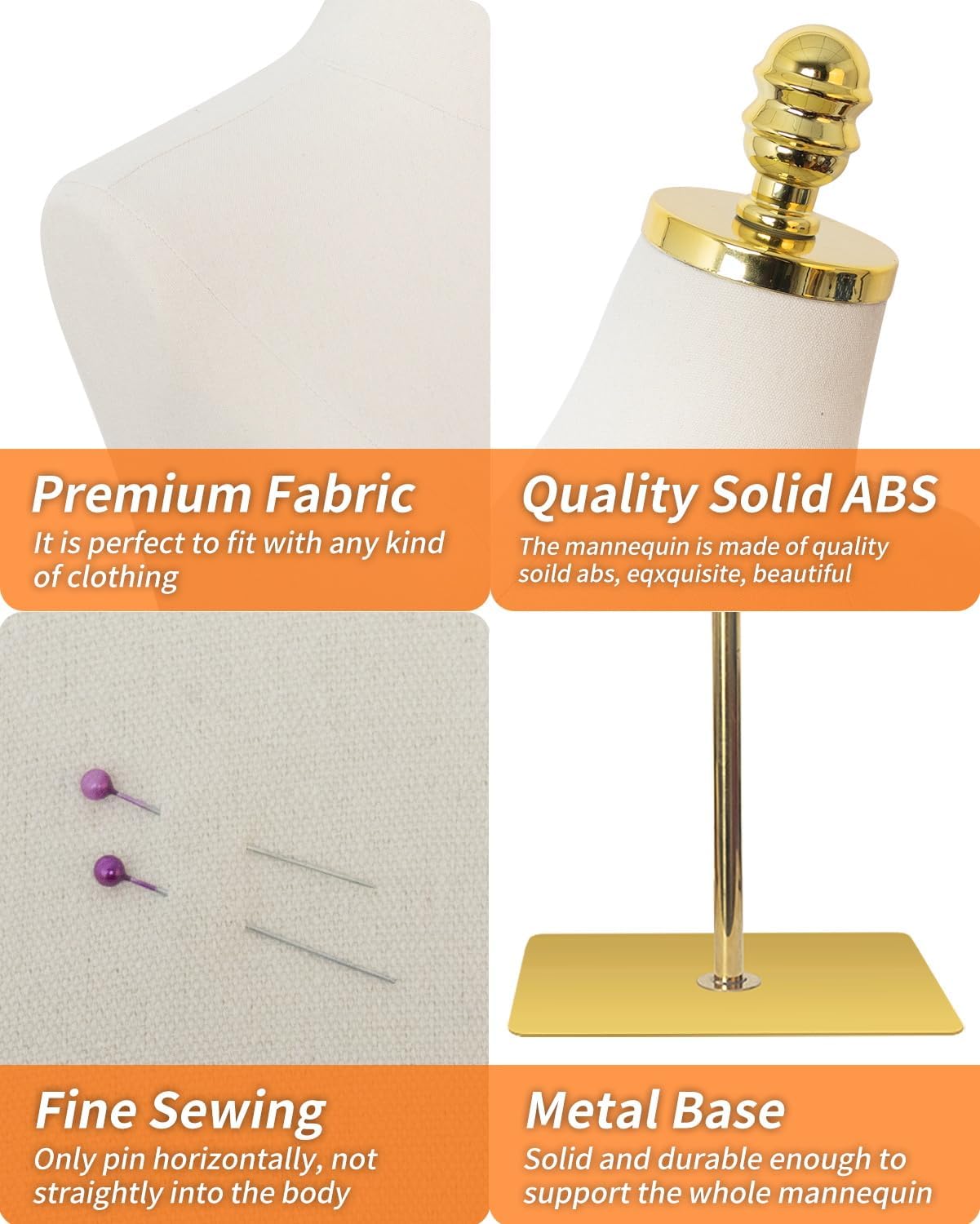 SHAREWIN Mannequin Torso Dress Form 40.55-73.23 Inch Height Adjustable Female Model Display Mannequin Body with Metal Bracket and Rectangular Base for Sewing Dressmakers Dress Jewelry Display, Beige