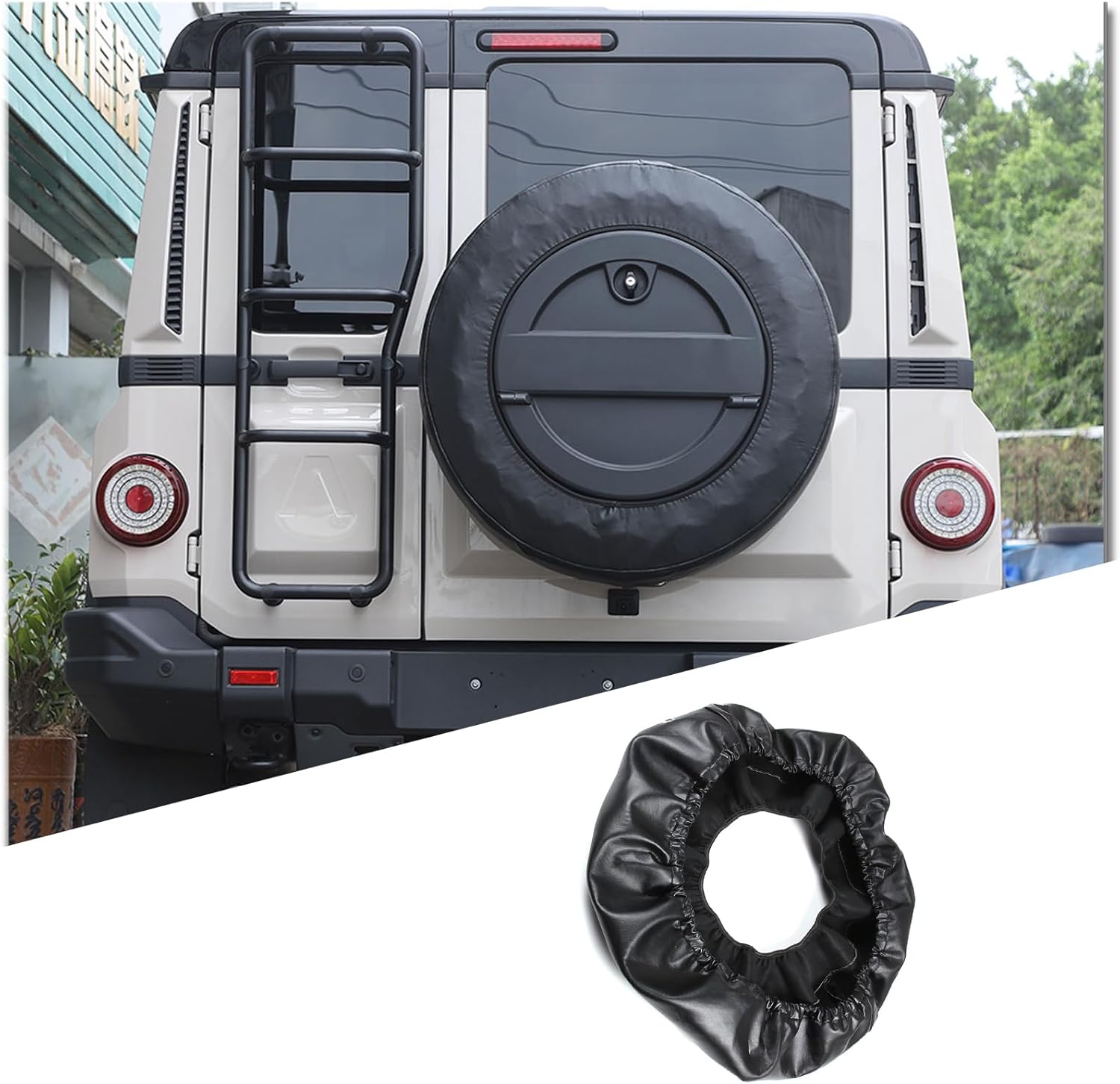 Car Leather Spare Tire Wheel Cover Decorative Compatible with Ineos Grenadier 2020-2024 Tough Tire Wheel Soft Cover Accessriose (Style B)