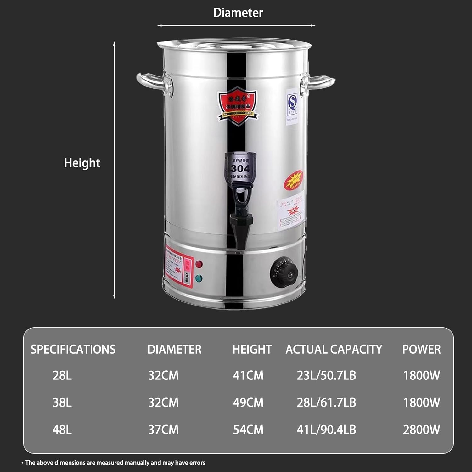 Commercial Stainless Steel Electric Heating Water Bucket, With Dry Burn Protection, Electric Heating Insulation Bucket, For Meeting Rooms Lounges And Other Large Gatherings 48L