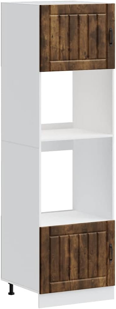 vidaXL Oven Cabinet Smoked Oak Engineered Wood Compact Adjustable Feet