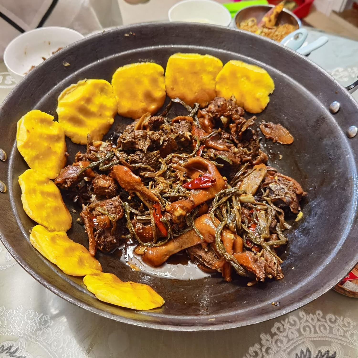 Cast Iron Wok Old-Fashioned Handmade, Household Wok Uncoated Binaural Cast Iron Pot,40Cm,38cm