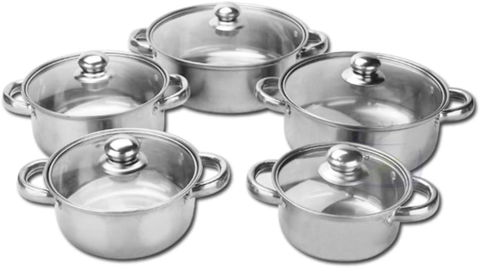 5-Pie Stainless Steel Pot & Pan Sets, Saupan,Casserole, Casserole, pan with Glass lid,Sturdy All-Steel Handle, Suitable for Gas Induction Cooker Stock Pot