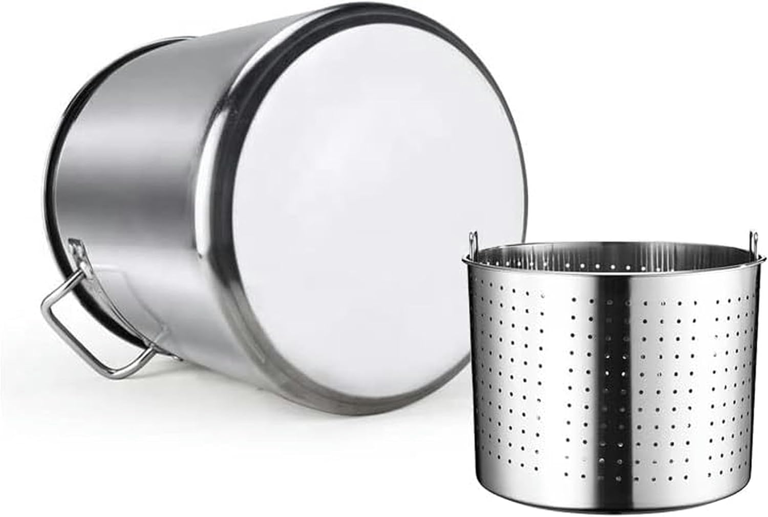 Stainless Steel Stockpot with Strainer Basket and Lid/Multipurpose Stock Pot Crawfish Seafood Deep Turkey Fryer Pot Heavy Kettle Cookware for Boiling,45Qt(45Qt)