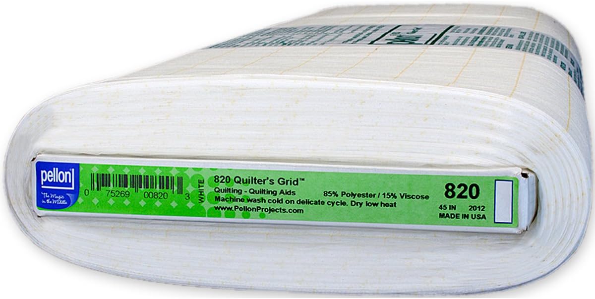 Pellon 820P Quilter's Fusible Non-Woven Layout Grid, 44-Inch by 25-Yard, White