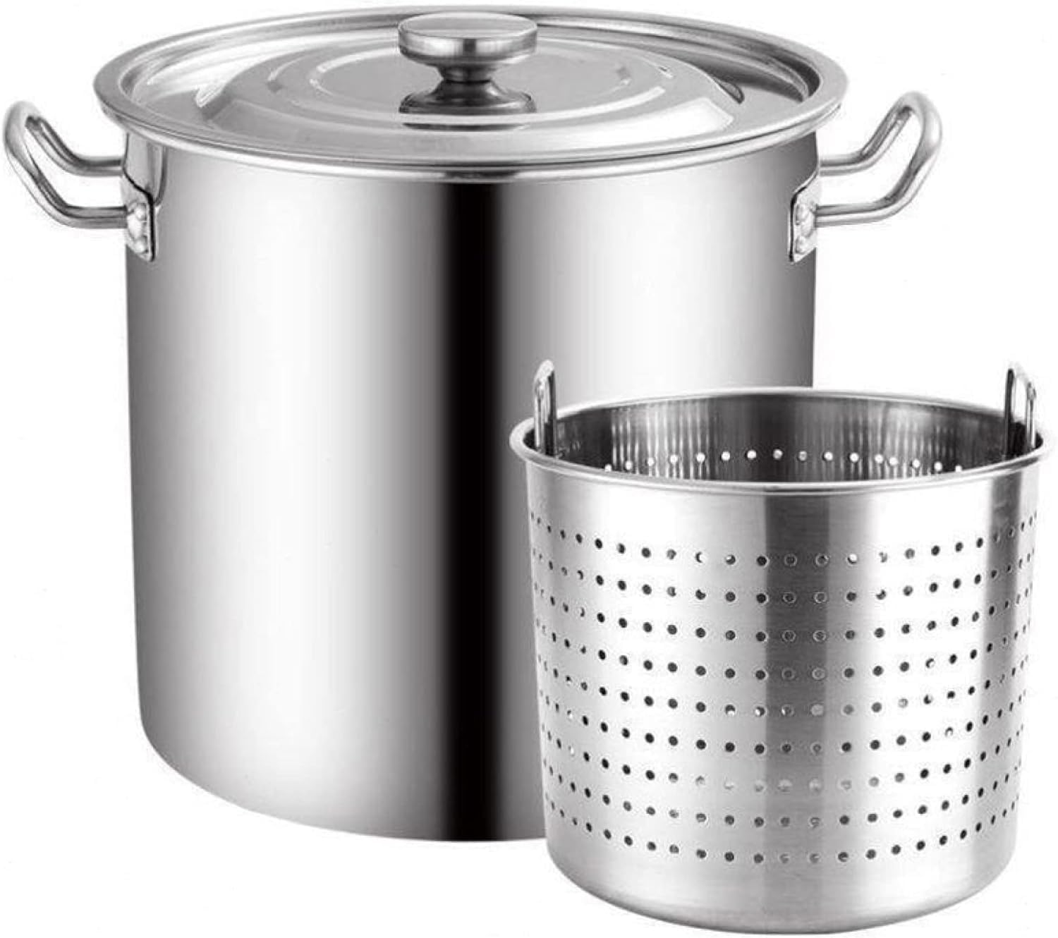 Stainless Steel Stockpot with Strainer Basket - Perfect for Crawfish, Seafood Boils, and Outdoor Cooking(40x40cm)