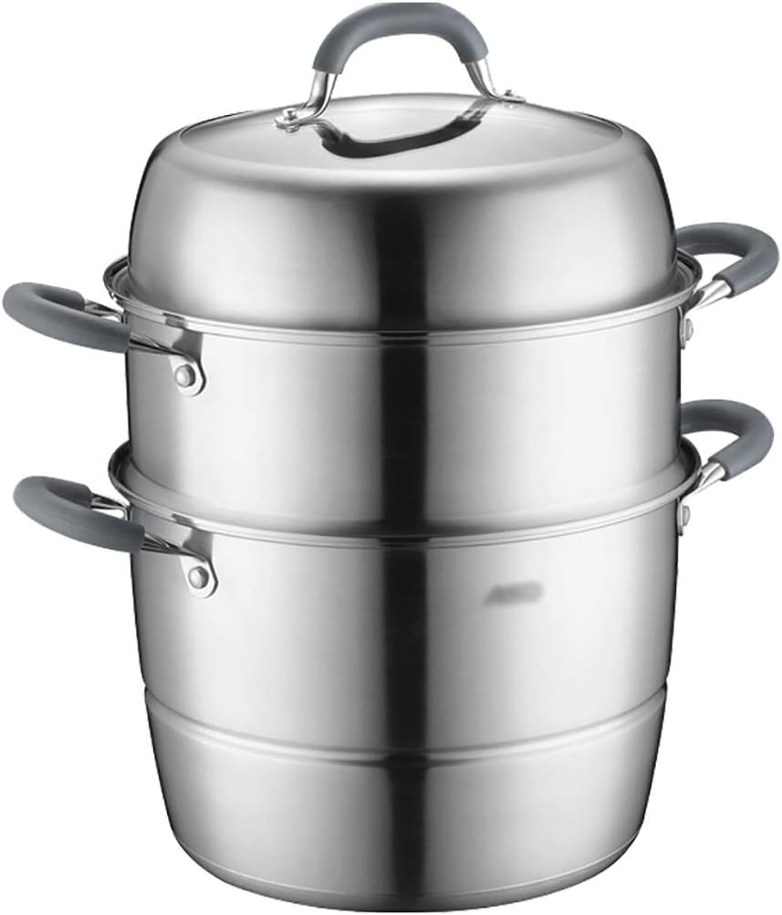 Steamer Soup Pot 3-Layer Household with Steamer 26Cm Thickened Suitable for Stove/Induction Cooker Suitable for 4-6 People(