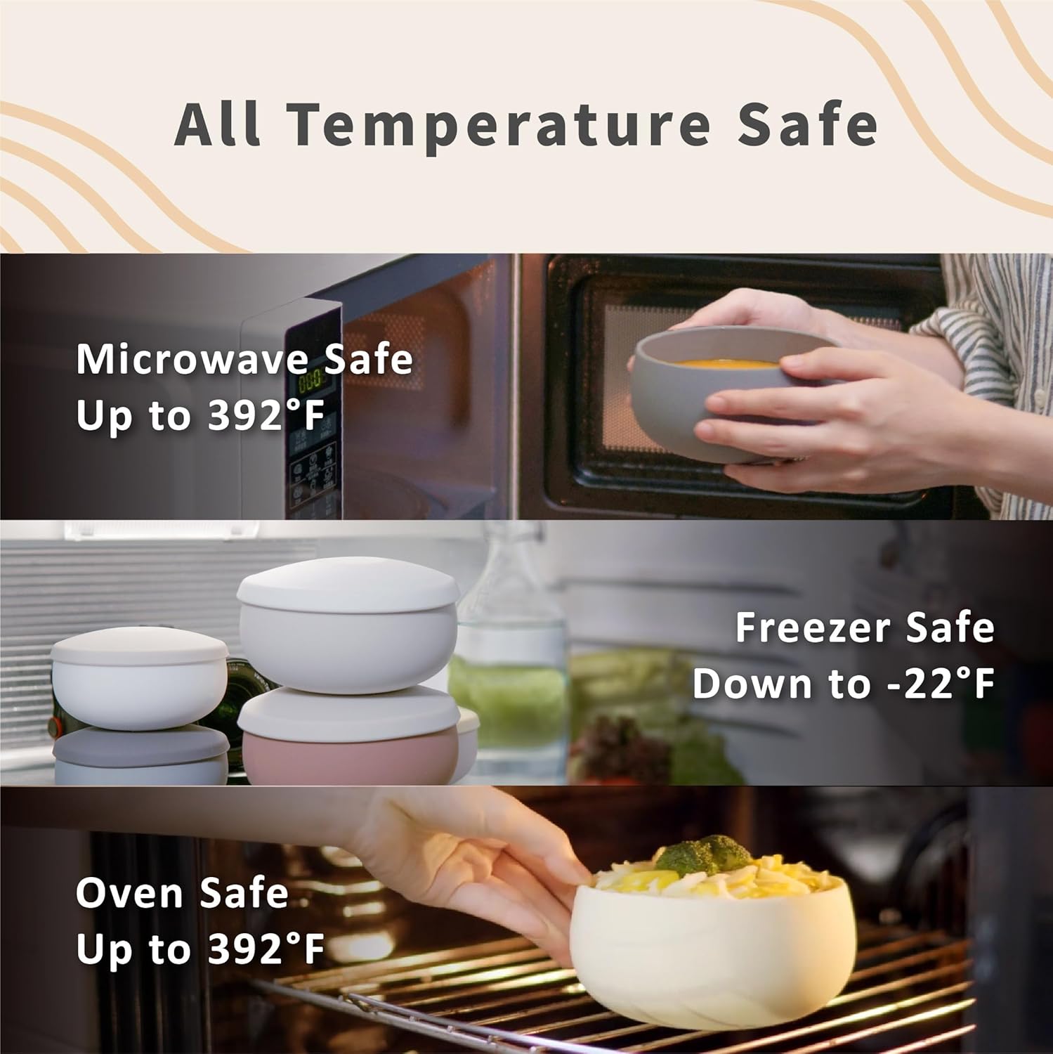 Silicone Bowl Set of 3 with Lids – Multi-Size, Leak-Proof, BPA-Free Food Storage Containers | Freezer, Microwave & Oven Safe | Ideal for Meal Prep & Leftovers (Chestnut Brown)