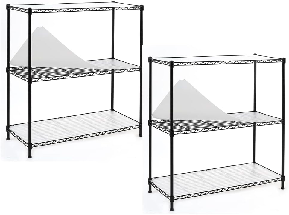 Catalina Creations EFINE 2-Pack 3-Shelf Shelving Unit with 3-Shelf Liners, Adjustable Rack, Steel Wire Shelves, Shelving Units and Storage for Kitchen and Garage (36W x 16D x 36H)