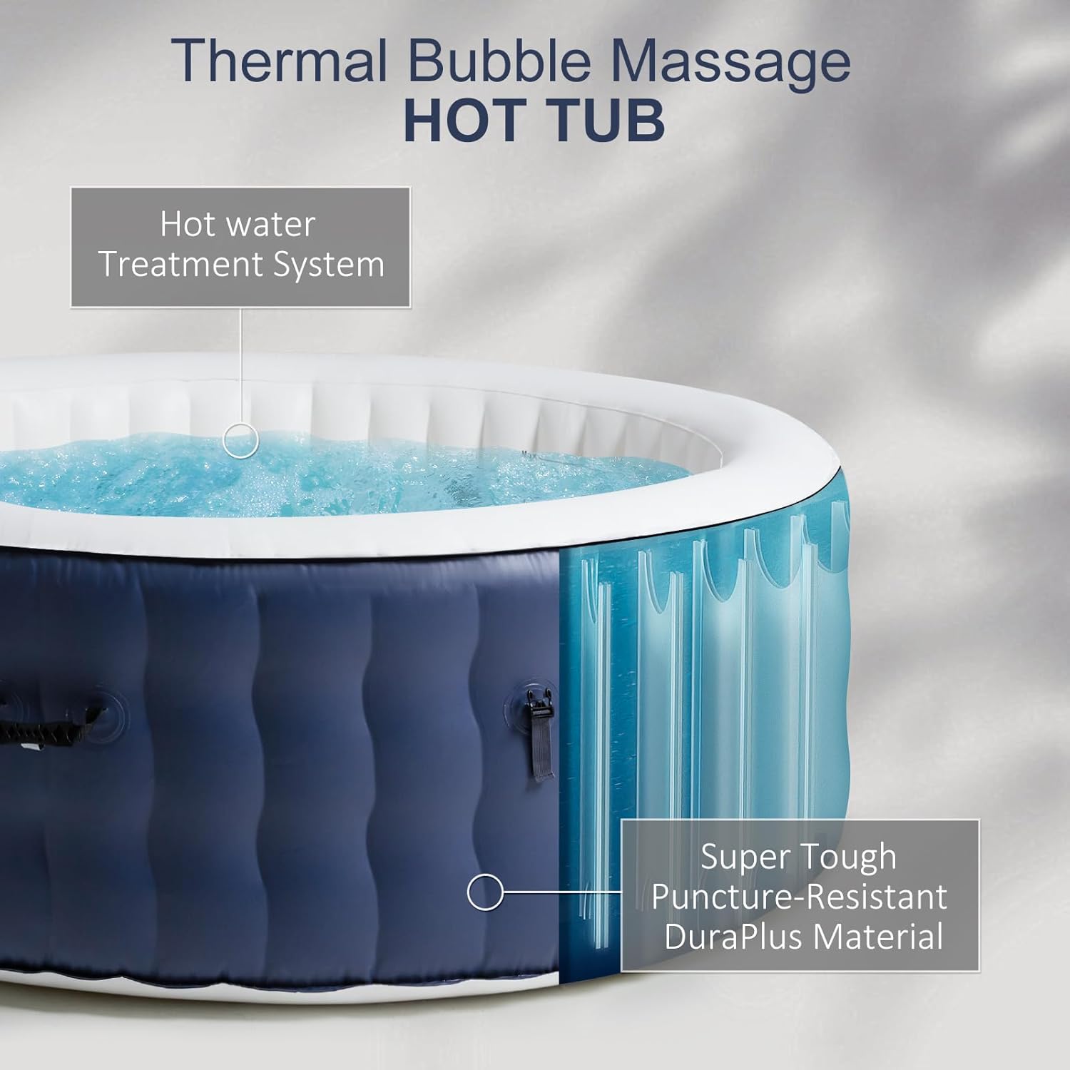 4-6 Person Inflatable Hot Tub Portable Spa with 120 Air Jets & Manual Control Panel, Energy-Efficient Thermal Cover, 71