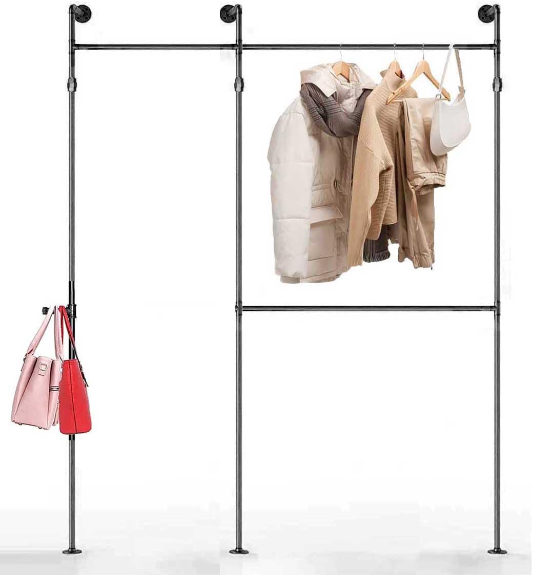 SERENITA Industrial Pipe Clothing Rack, Hanging Rod for Closet, Wall Mounted Multi Purpose (84