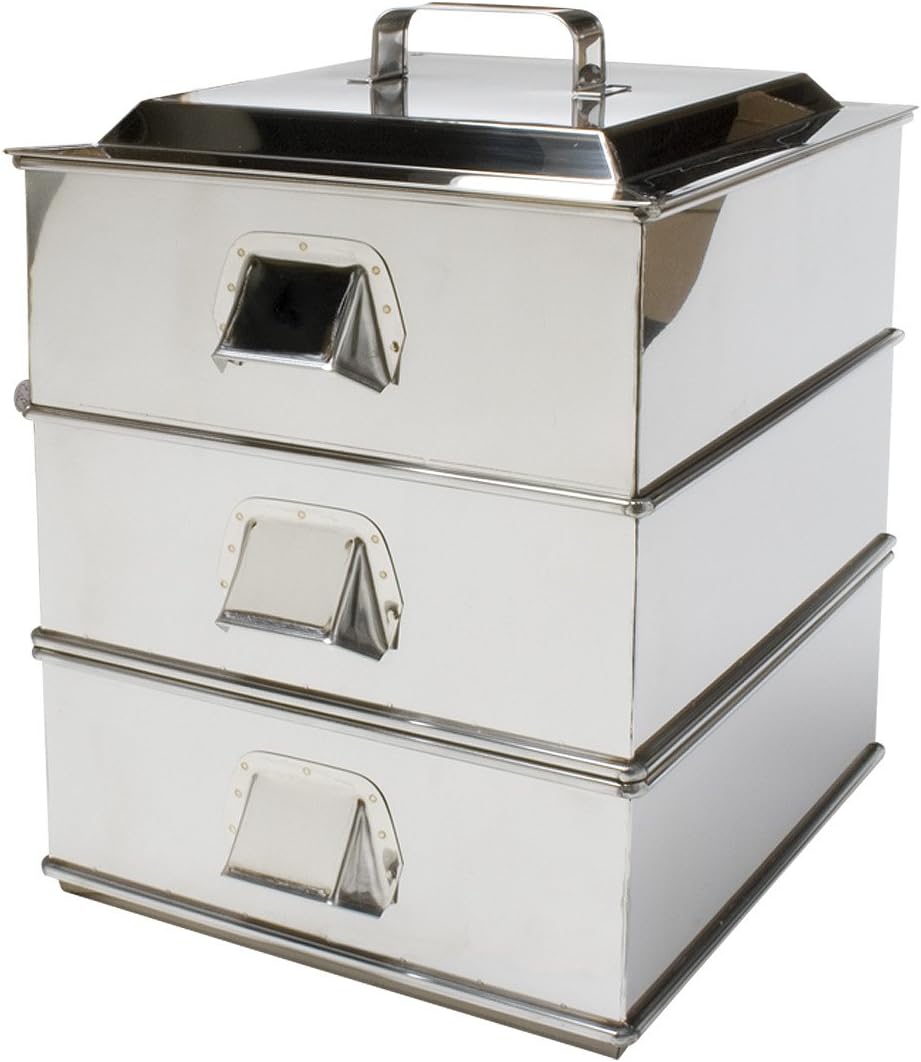 遠藤商事 Endo Shoji AMS65033 Square Steamer, 13.0 inches (33 cm), 2 Tiers, 21-0 Stainless Steel, Made in Japan