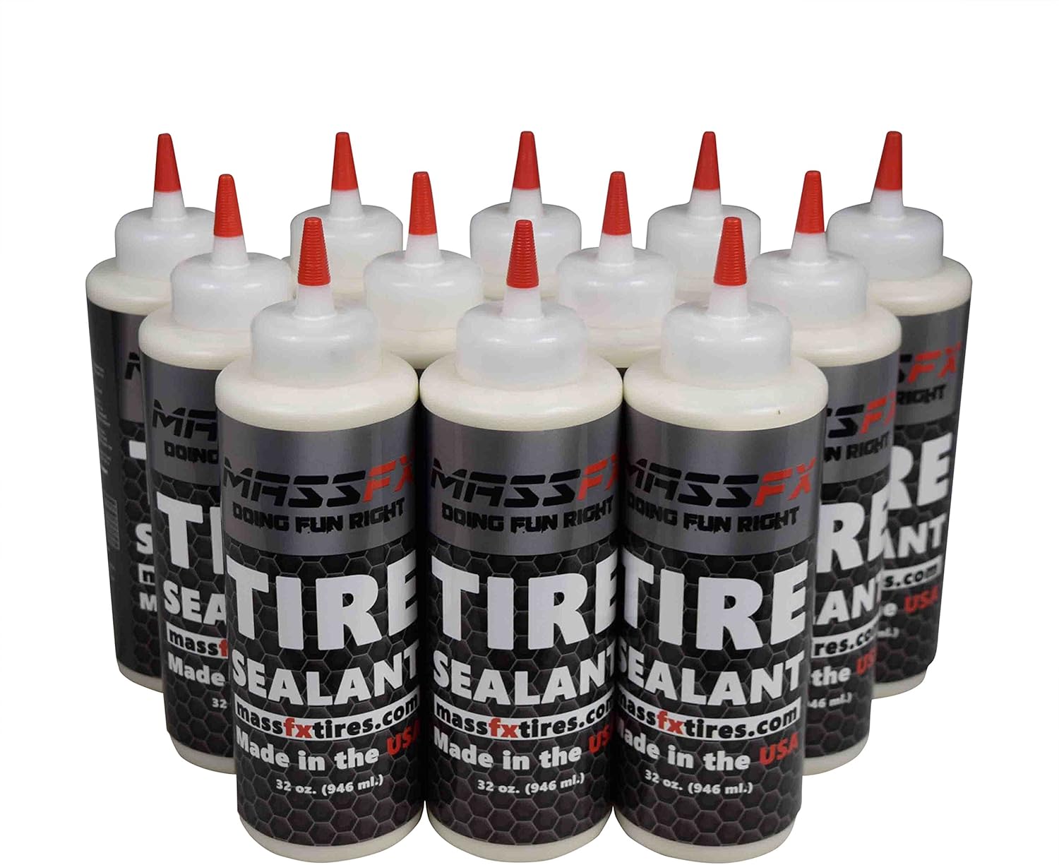 MASSFX Premium Flat Preventative Tire Sealant Made in USA (32 oz) Extends Tire Life and Seals Punctures (12)