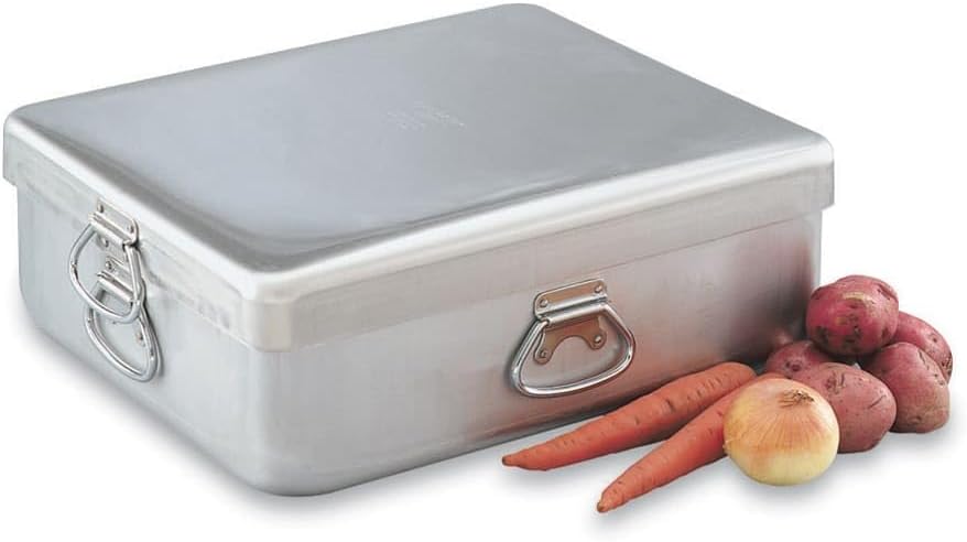 Vollrath 68390 Wear-Ever Roaster Pan with Cover, 42-Quart, Heavy-Duty Aluminum, Impact-Resistant, Even Heating, Loop Handles, Rounded Corners, Made in USA