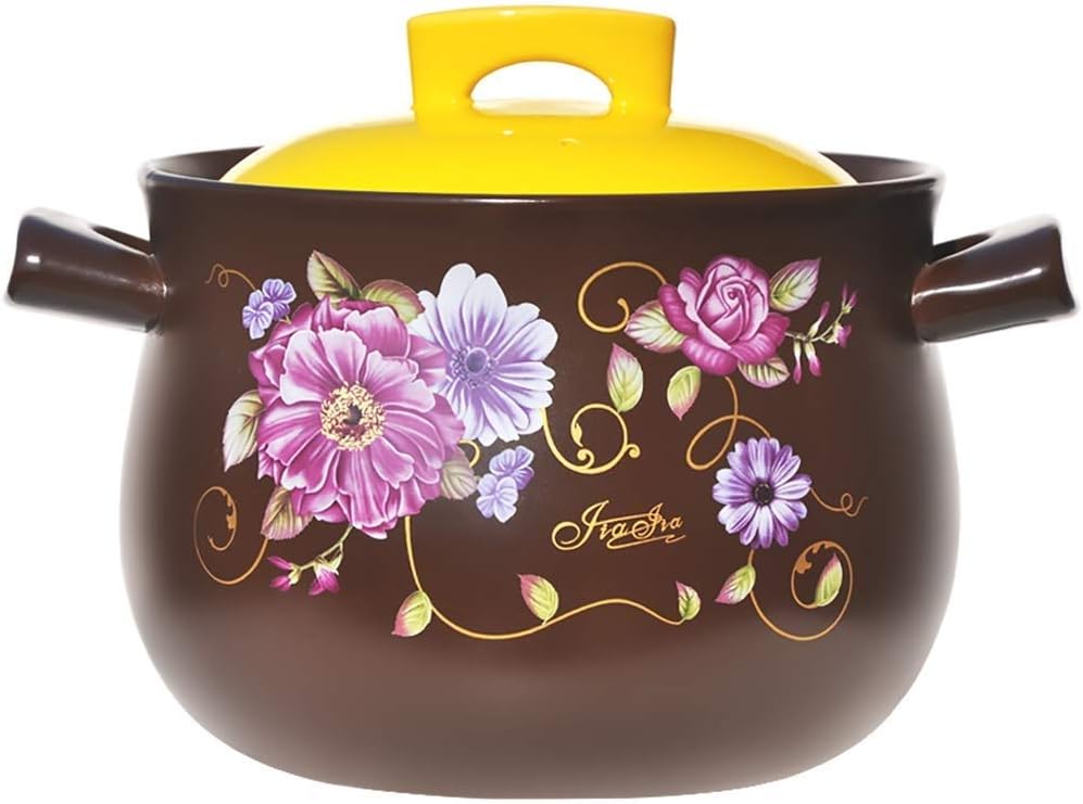 Color casserole cooker home gas ceramic pot stone soup rice stew(Black)