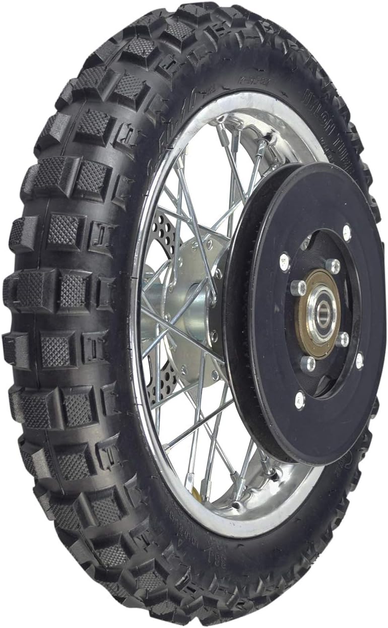 AlveyTech Rear Wheel Assembly - For Razor MX500 and MX650 Dirt Rocket - 2.5-10 Knobby Tread Tire & 80 Tooth Sprocket - High Off-Road Performance & Simple Installation - Razor MX650 Replacement Kit