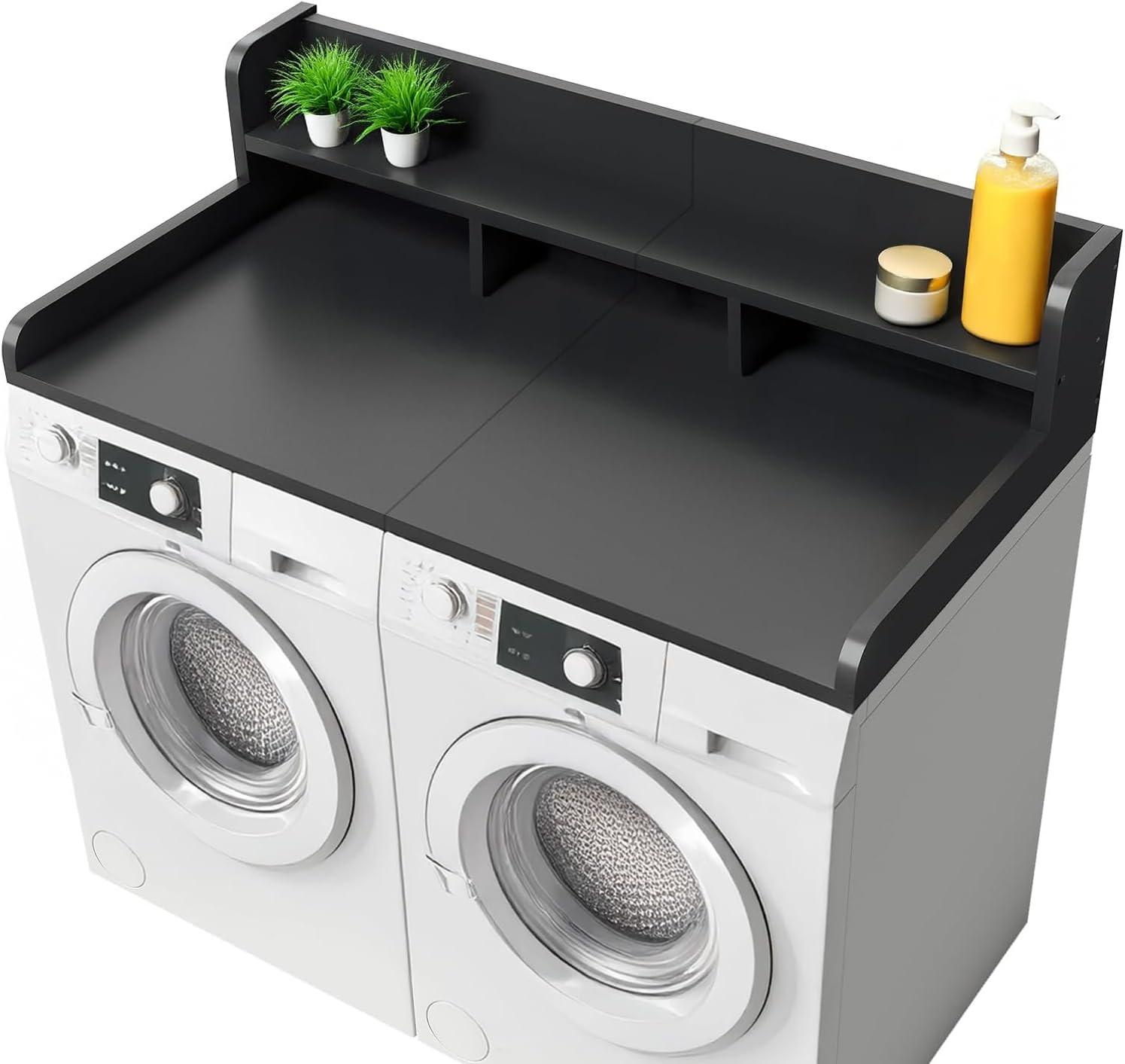 Washer Dryer Countertop, 2-Tier Laundry Countertop with Edge Rails, 54