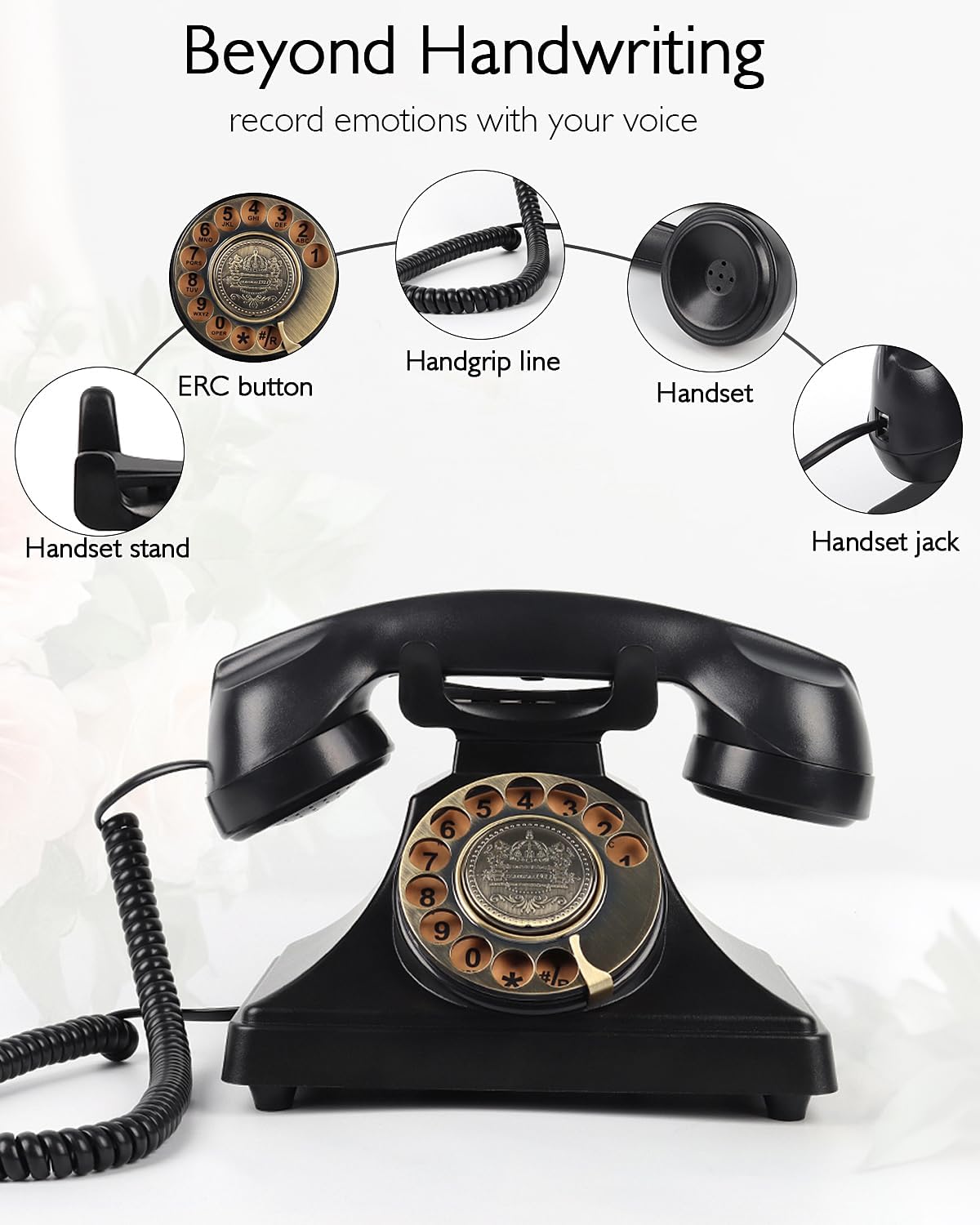 Audio Guest Book Wedding Phone, Audio Gueestbook for Recording Guest Messages, Retro Phone Guestbook for Weddings, Party, Baby Shower, Guaduation, Engagement, Funeral (Black)