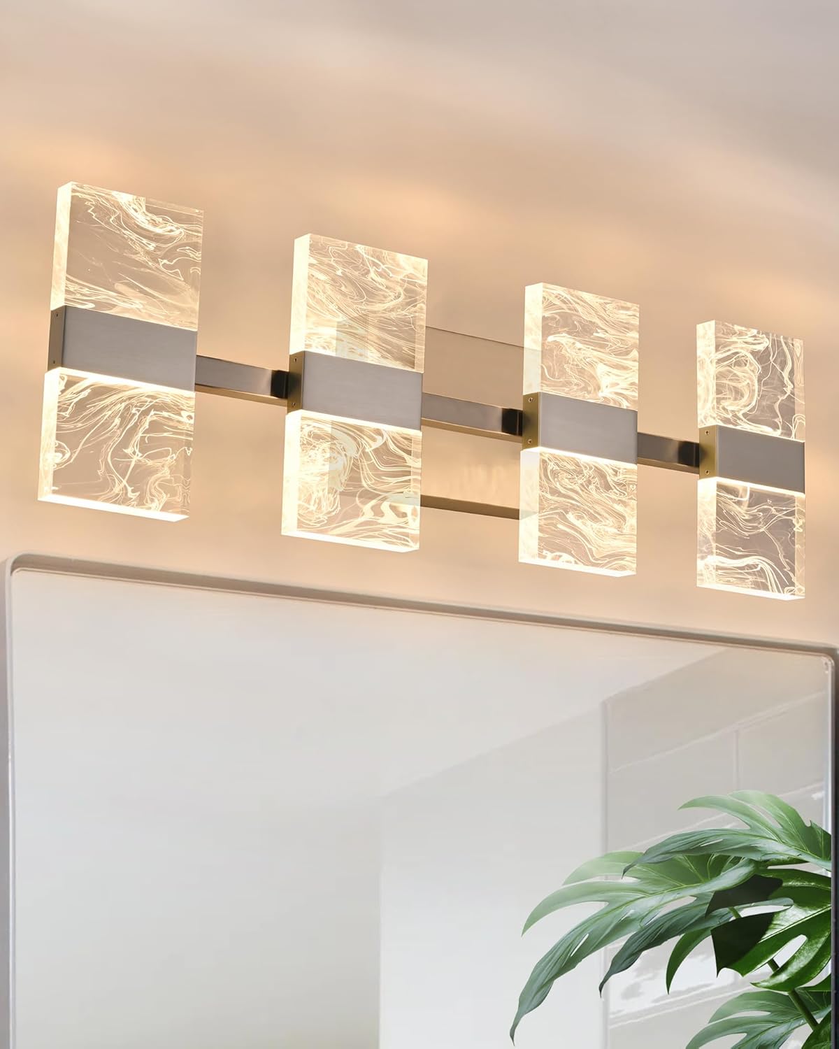 LED 3000K Black Bathroom Light Fixture, Modern 3-Lights Vanity Lighting with Smoke Acrylic Shades, Wall Lamp Over Mirror for Kitchen Bedroom (Integrated Led Chips Included)