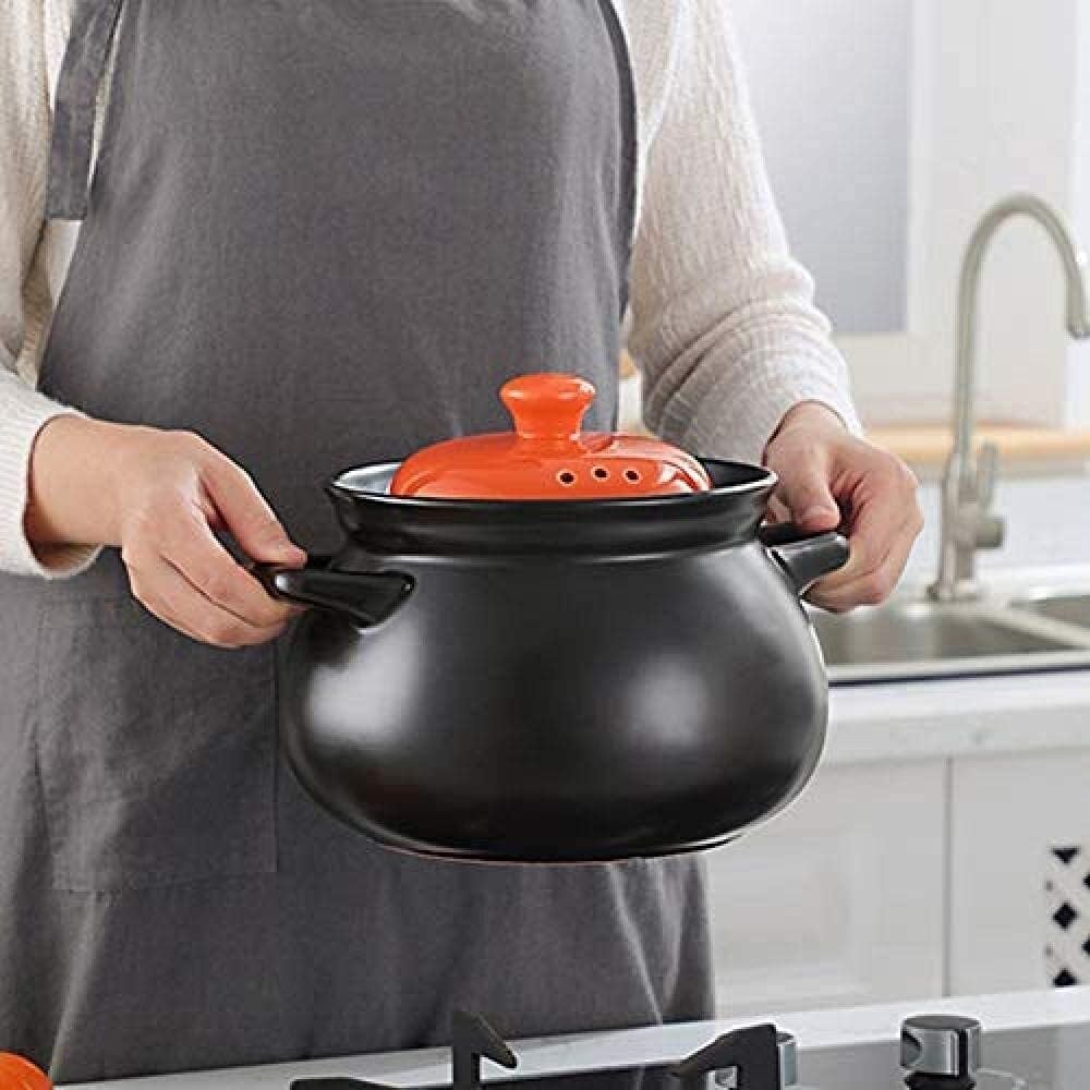 Ceramic Casserole Pot – Earthen Clay Stew Pot with Anti-Overflow Steam Holes, Dishwasher Safe, Ideal for Family Stews & Soups(Capacity 10L)