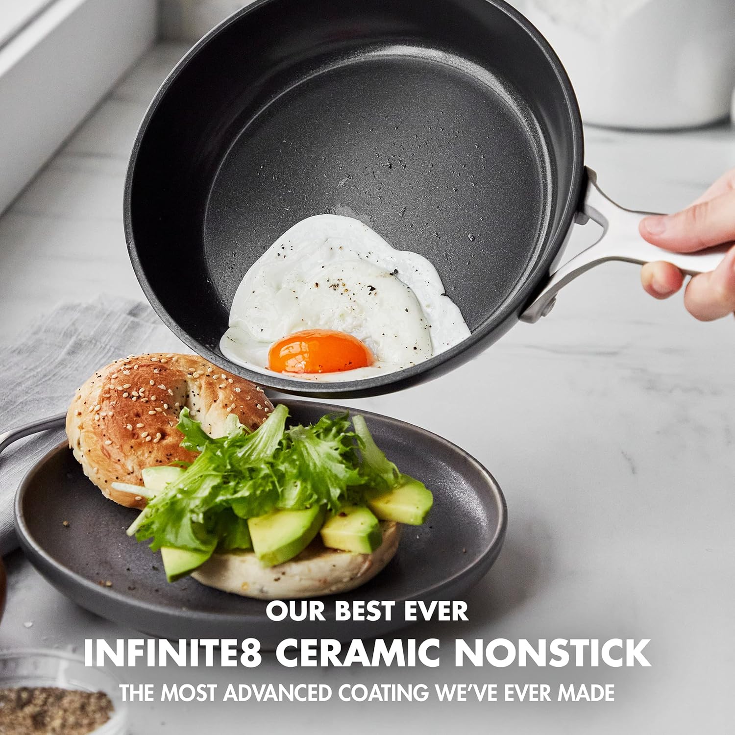 GreenPan GP5 Hard Anodized Healthy Ceramic Nonstick 14 Piece Cookware Pots & Pans Set, Heavy Gauge Scratch Resistant, Stay-Flat-Surface, Induction, Oven Safe, PFAS-Free, Black