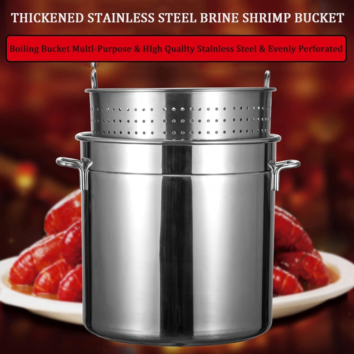 Commercial Stainless Steel Stock Pot with Strainer Basket - 304 Food Grade Turkey Deep Fryer & Crawfish Clam Steamer(70L)