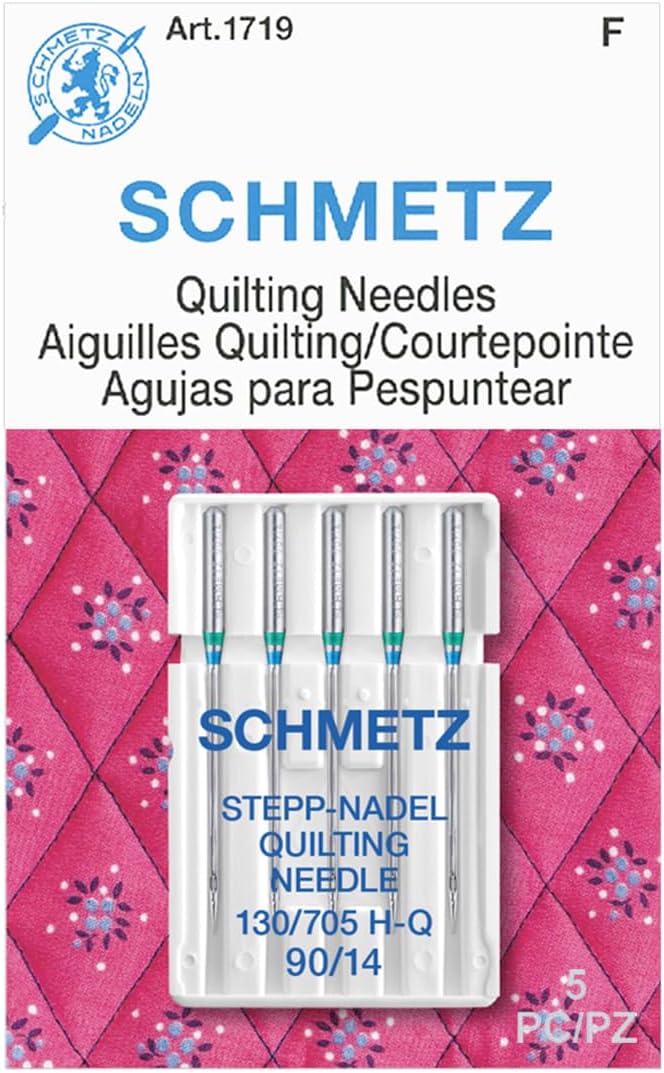 SCHMETZ Quilting Needles - Size 90/14, 5-Needle Cards, Box of 100 Needles
