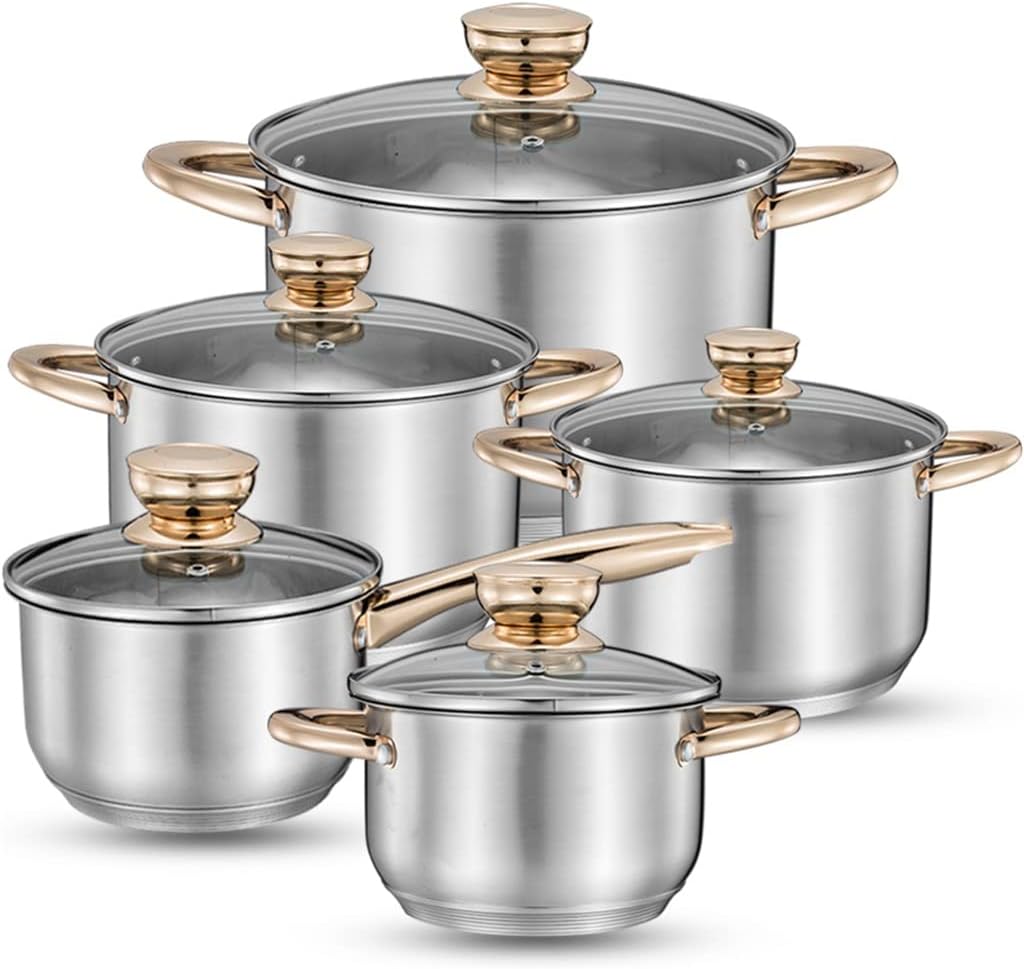 Cookware Set Soup Pot Stainless Steel Stew Cooking Pots Induction Cooker Casserole Kitchen Saucepan Boiler Steamer