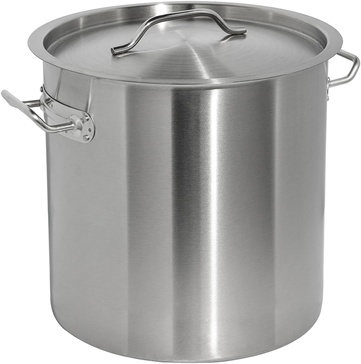 75Qt/71L Commercial Stainless Steel Aluminum-Clad Stockpot with Cover Composite Base, Large Capacity Cookware, Heavy Duty Soup Seafood Boil pot on Gas Induction Electric Ceramic Stove
