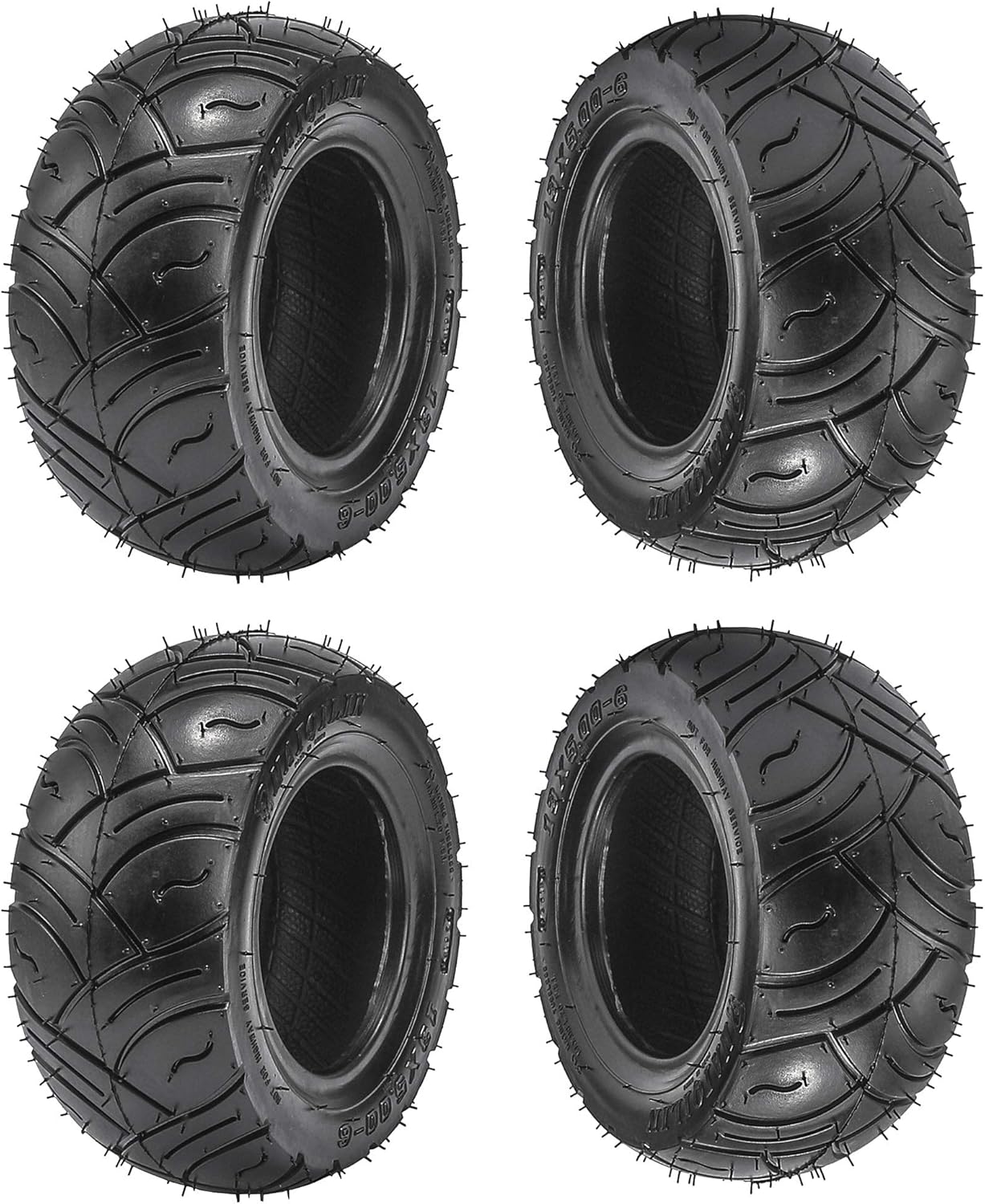TDPRO 4 Pack of 13x5.00-6 Go Kart Tubeless Tire for ATV Quad Buggy Mower Golf Cart