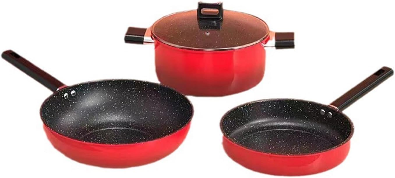 Three-piece Pot Set Kitchen Daily Cooking Wok Frying Pan Stockpot