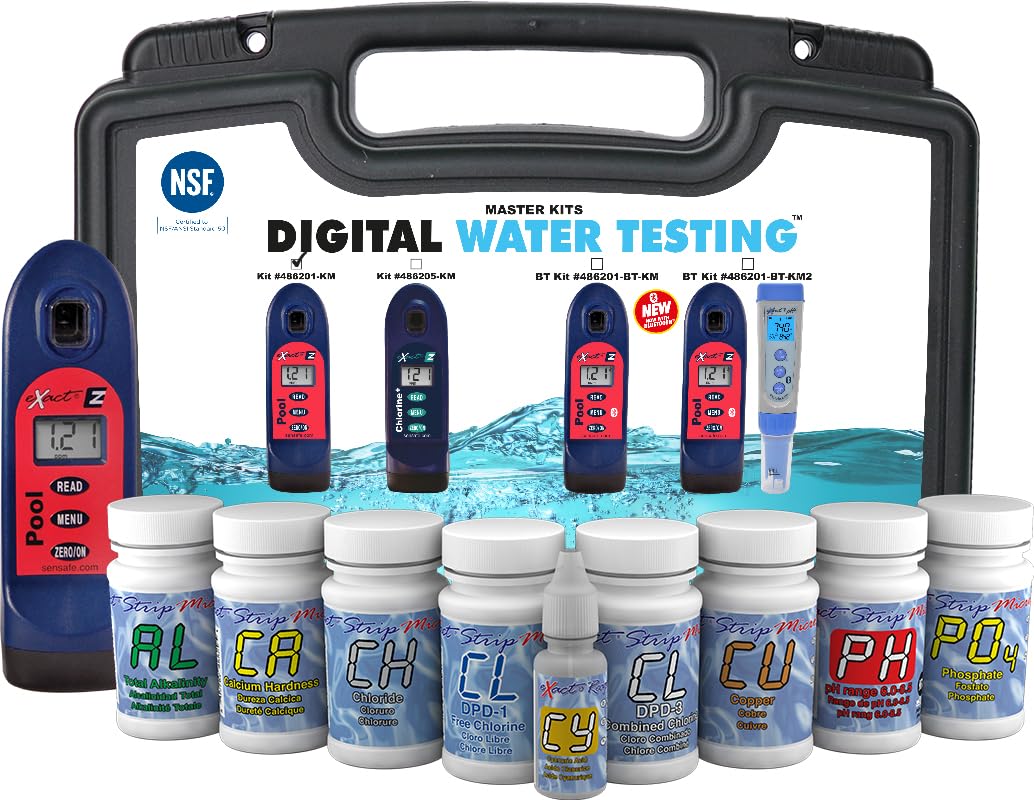ITS 486201-KM Pool Exact EZ Photometer Master Pool Test Kit | 10 Parameters - F/C/T Chlorine, pH, Alkalinity, Calcium, Cyanuric, Copper, Salt, & Phosphate | 25 Tests All Parameters | NSF Certified
