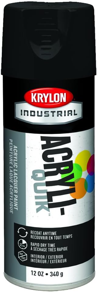 Krylon K01613A00 Semi Flat Black Five Ball Interior/Exterior SPR, 12 Oz (Pack of 6)