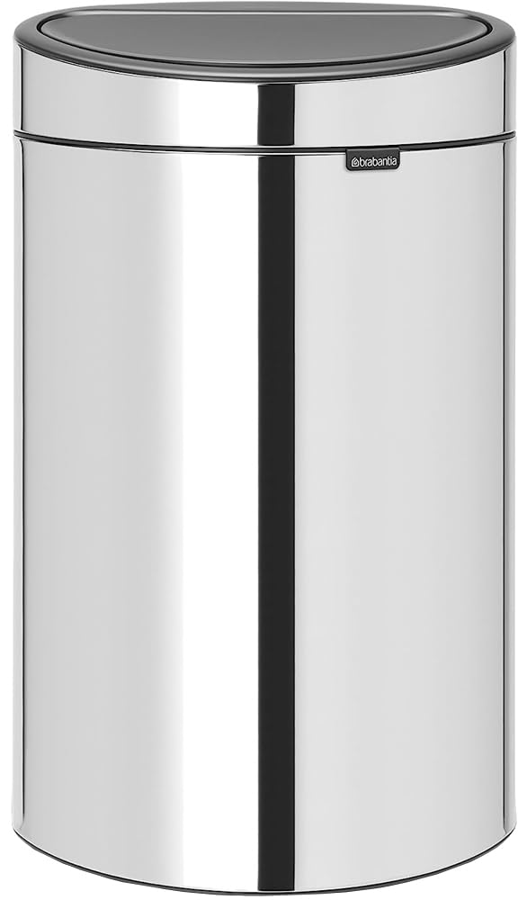 Brabantia 8 Gal Kitchen Touch Trash Can New (Soft Beige) Removable Lid, Soft-Touch Open, Garbage Can + Bags