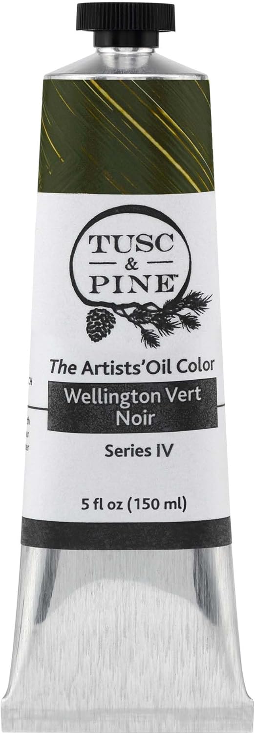 Tusc & Pine Artist Oil Paint - Vert Noir, 150 ml, Non-Yellowing, Rich & Creamy Consistency, Maximum Pigment Load, Small Batch Milled Oil Paints Made in The USA for Professional Artists