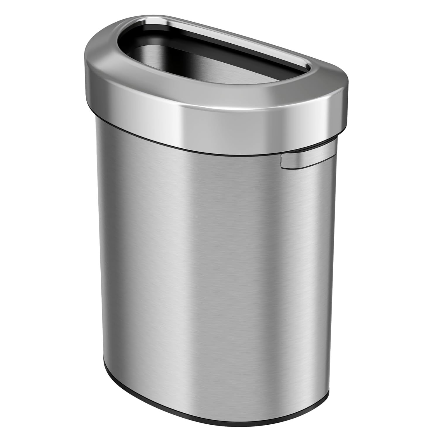 iTouchless 18 Gallon Stainless Steel Semi-Round Open Top Trash Can and Recycle Bin, 68 Liter, Slim and Space-Saving Design for Home, Office, Kitchen, Restaurant, Restroom, Large Capacity