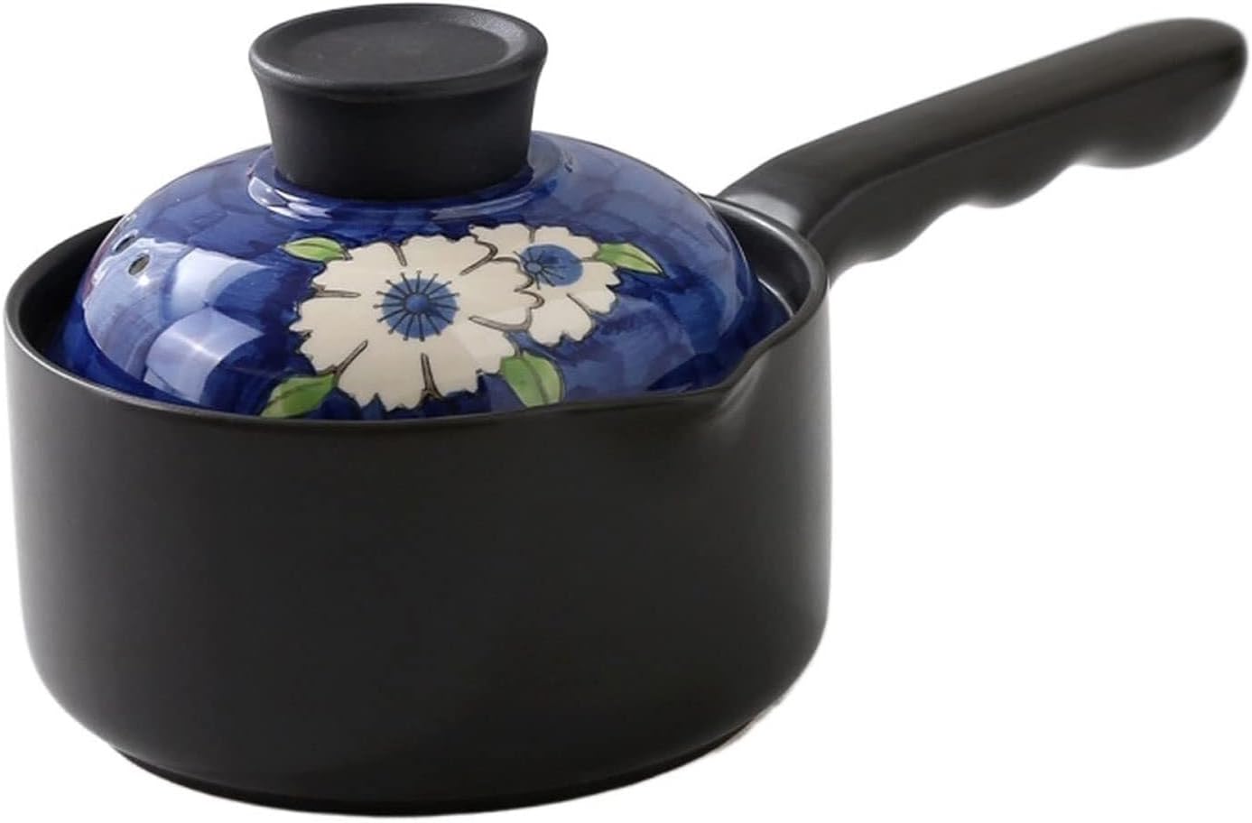 Multifunctional Ceramic Milk Pot, Enamel Casserole with Wooden Handle, Gas Stove Induction Compatible