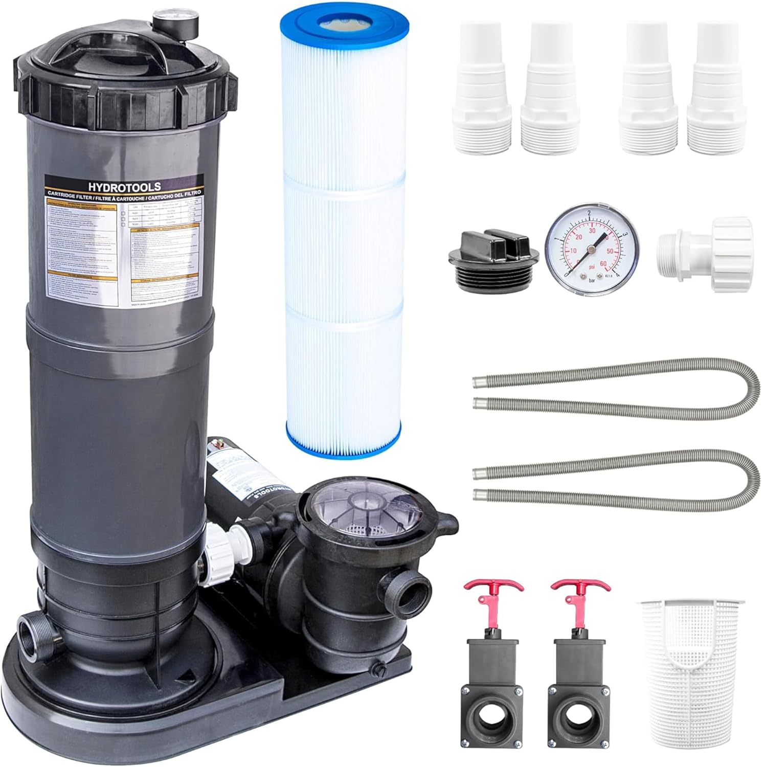 SWIMLINE HYDROTOOLS Model 76071-2 Sure-Flo Above-Ground Pool Cartridge Filter System - 70 Sq. Ft. Filtration Area, 0.9 THP, 4,500 GPH, 110V/60Hz Dual Speed Pump for Pools up to 19,000 Gallons