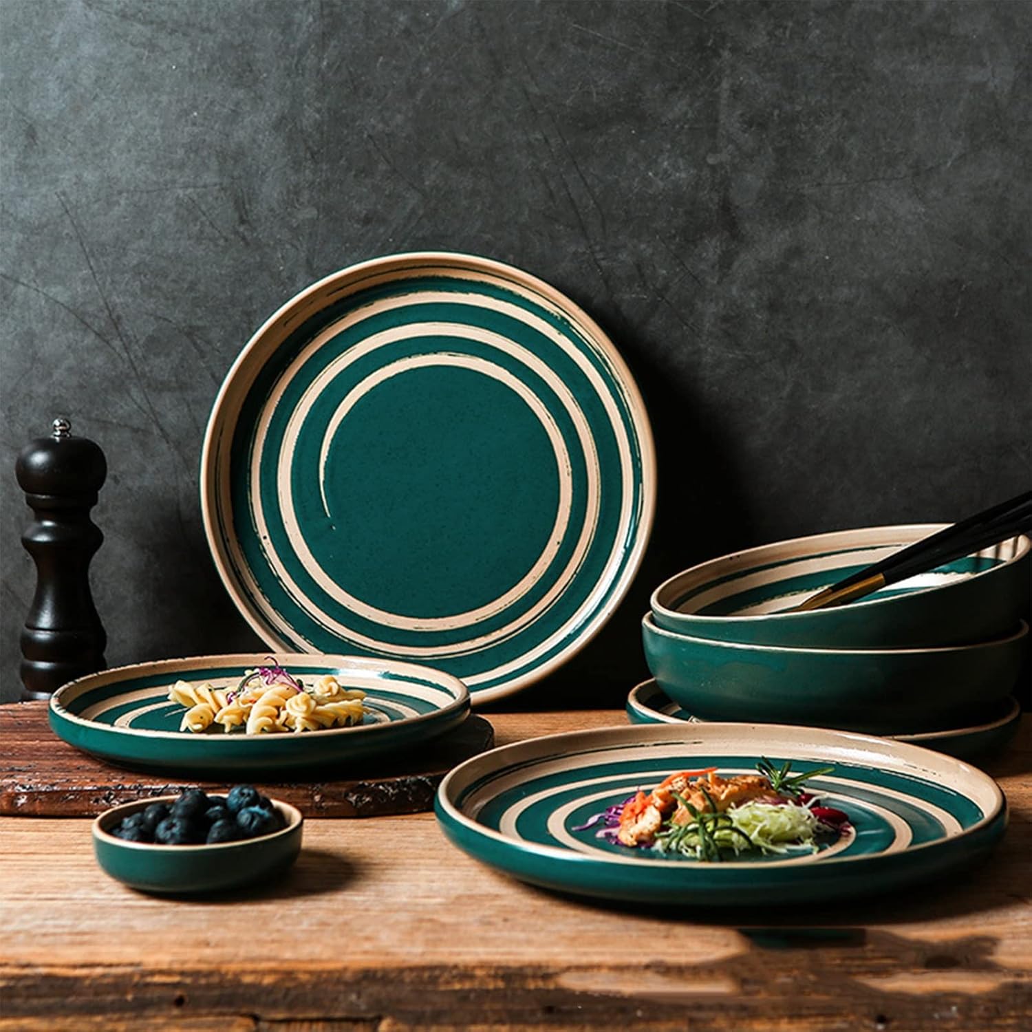 Plates and Bowls Sets, Porcelain Dinnerware Sets, 16 Piece Ceramics Round Dinner Dish Sets, Dinnerware Set with Dinner Plates, Dessert Plates