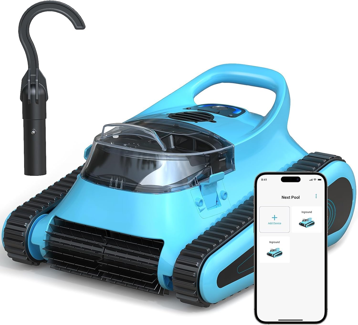 Cordless Pool Cleaners for Inground Pools: 180W Robot Vacuum Cleaner with App Control Sonar Navigation,Floor Wall & Waterline Climbing, 150-Min Runtime for Above Ground Pools up to 2000 Sq. Ft.