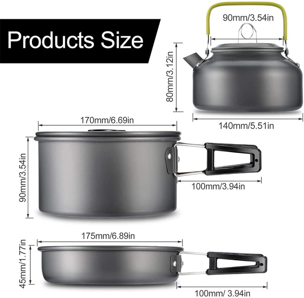 Foldable Set Of Frying Pan Camp Cooking Pot Bowl Cutlery Cookware Fork Spoon Utensil Fryer