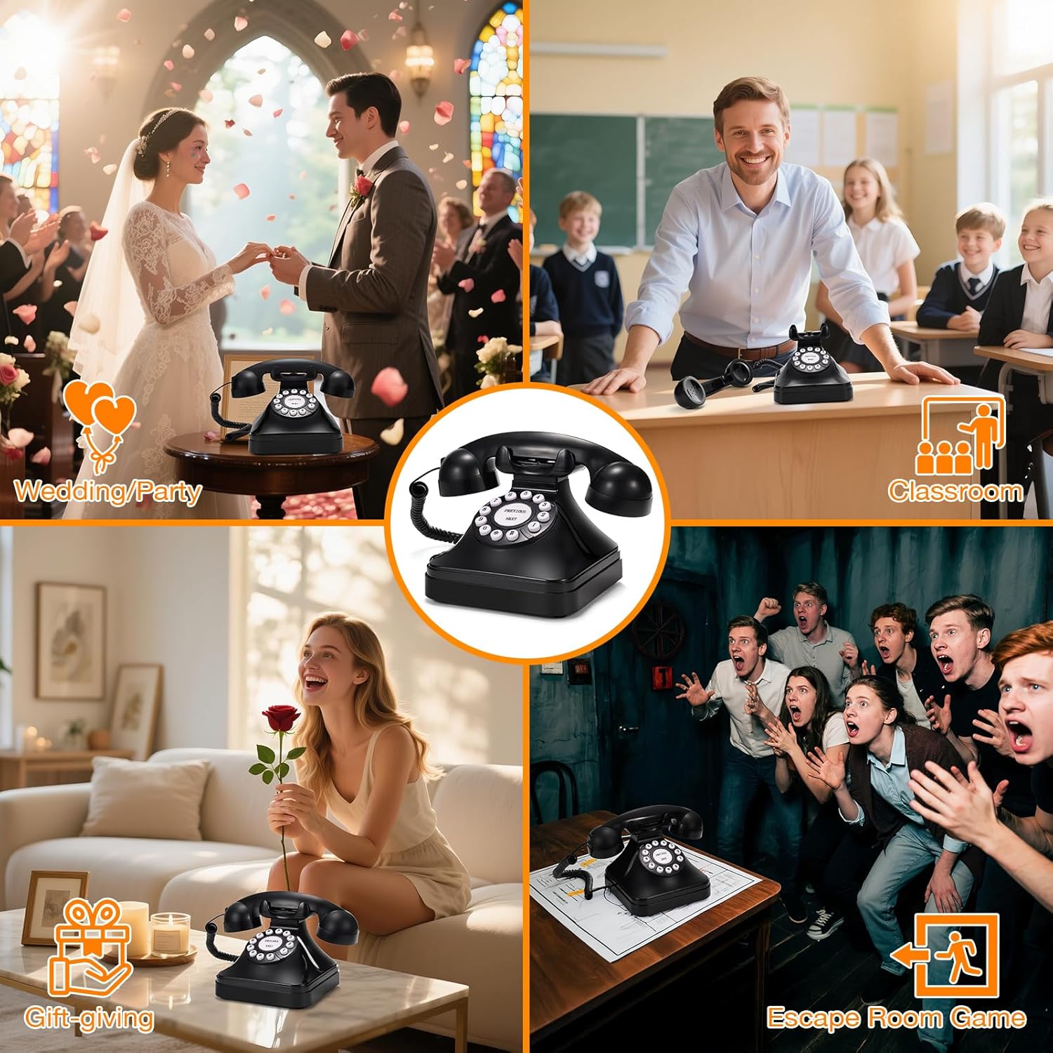 Guest Book Audio Wedding Phone,Record Voice Messages,Retro Guest Book for Wedding or Birthday Party Message Voicemail,Save The Blessings of Your Relatives and Friends（Black Gray）