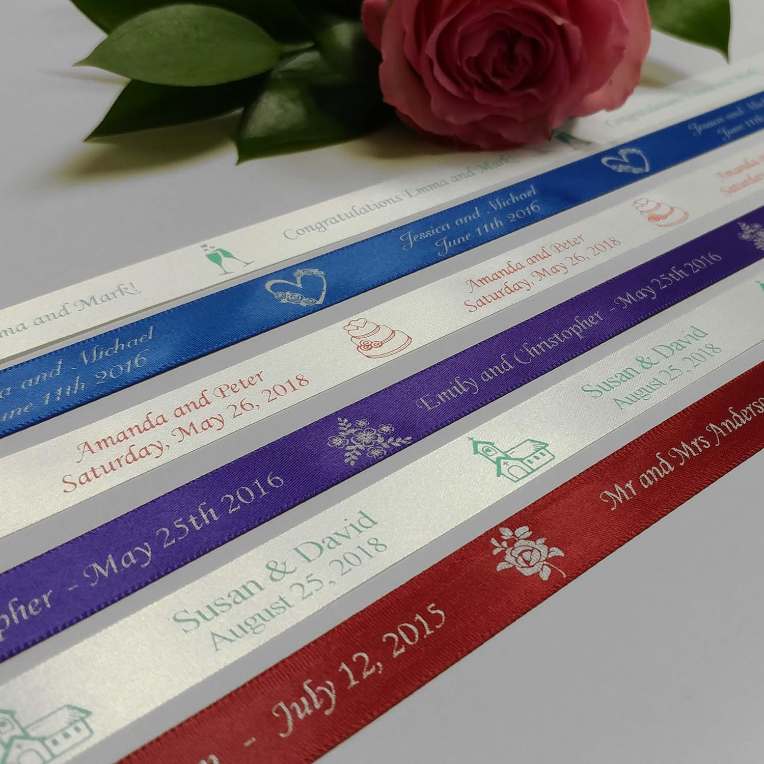 Personalized Wedding Ribbon - Customized with Your Text for Favors & Gifts (100 Yards)